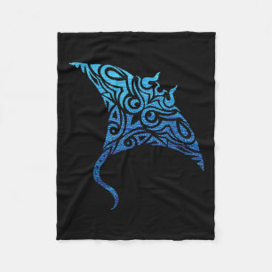 Hawaiian Manta Ray Tribal Polynesian Tattoo Pacifi Fleece Blanket