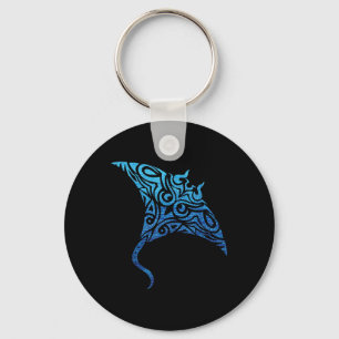 Hawaiian Manta Ray Tribal Polynesian Tattoo Pacifi Key Ring
