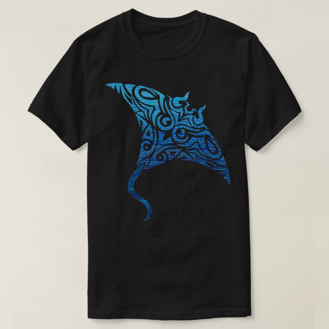 Hawaiian Manta Ray Tribal Polynesian Tattoo Pacifi T-Shirt (Design Front)