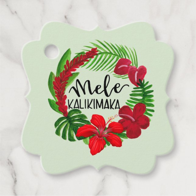 Hawaiian Mele Kalikimaka Gift Tag (Front)