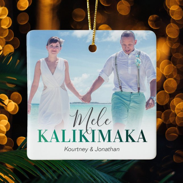 Hawaiian Mele Kalikimaka Photo Ceramic Ornament (Creator Uploaded)