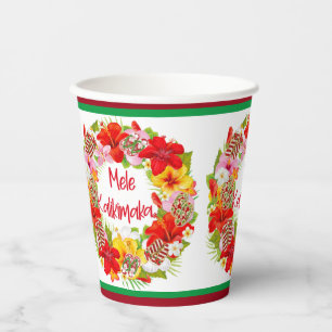 Hawaiian Mele Kalikimaka Tropical Wreath Paper Cup