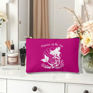 Hawaiian Mermaid Princess of the Sea Pink Accessory Pouch