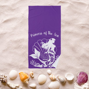 Hawaiian Mermaid Princess of the Sea-Purple Beach Towel