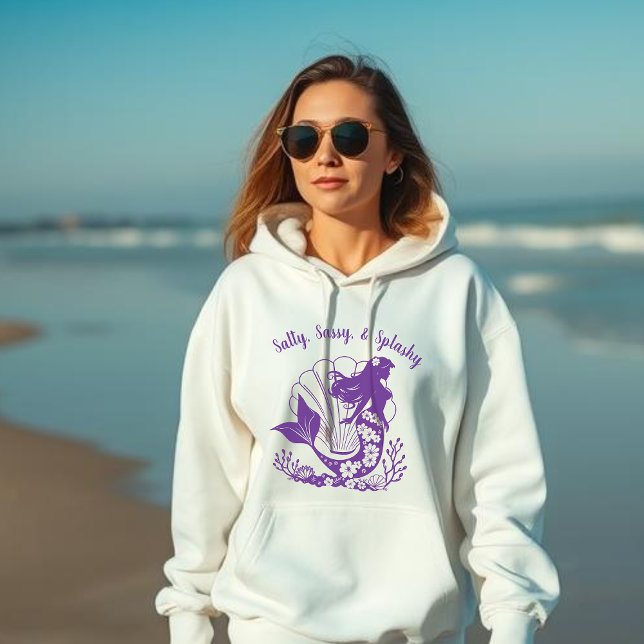 Hawaiian Mermaid-Salty, Sassy and Splashy Purple Hoodie (Hawaiian Mermaid Salty Sassy Splashy Fisherman Trend 2025, Beach, Coastal, gifts for her, summer)