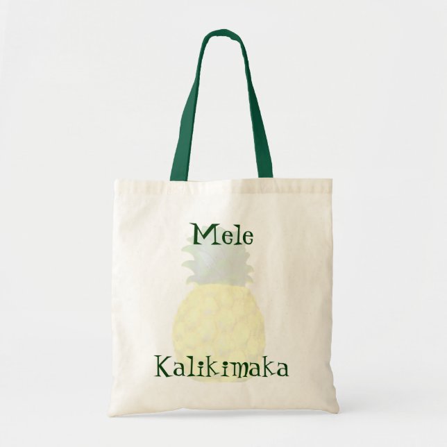 Hawaiian Merry Christmas Pineapple Tote Bag (Front)