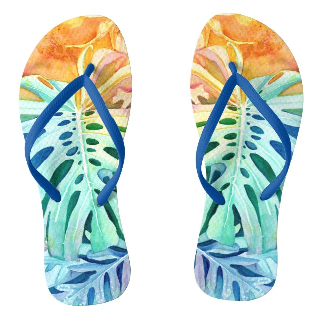 Hawaiian Monstera Rubber Slippers Jandals (Footbed)