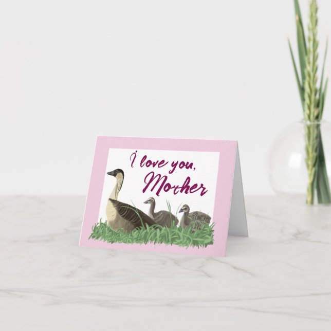 Hawaiian Nene Goose Family Mother’s Day Card (Front)