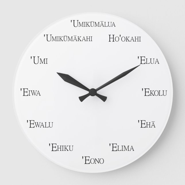 Hawaiian Numbers Learning Customisable Language Large Clock (Front)