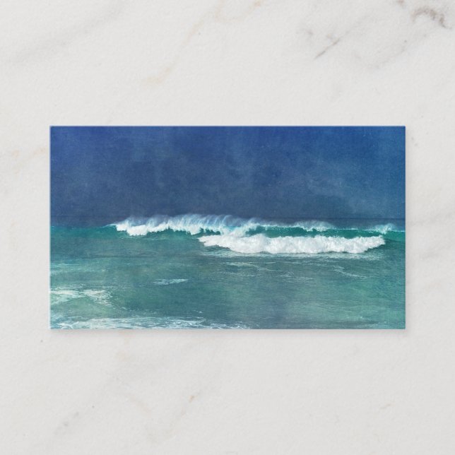 Hawaiian Ocean Hawaii Waves Aqua Teal Blue Surf Business Card (Front)