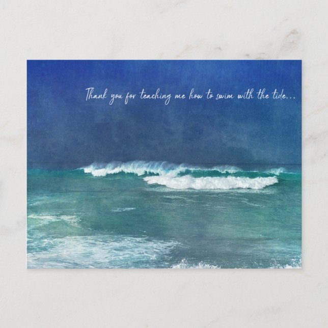 Hawaiian Ocean Quote Waves Aqua Teal Blue Surf Postcard (Front)