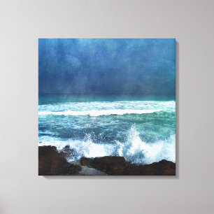 Hawaiian Ocean Waves Aqua Teal Blue Surf Lava Sea Canvas Print