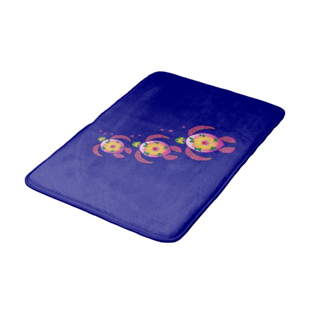 Hawaiian Ohana Honu Sea Turtles Bath Mat (Angled)