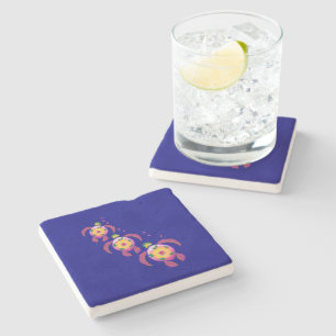 Hawaiian Ohana Honu Sea Turtles Stone Coaster