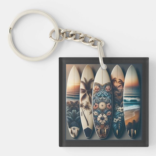 Hawaiian Painted Surfboards Key Ring (Front)