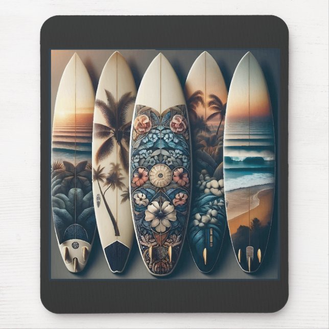 Hawaiian Painted Surfboards Mouse Pad (Front)