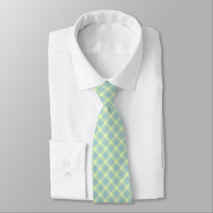 Hawaiian Palaka Plaid Teal and Lime Two-Sided Tie