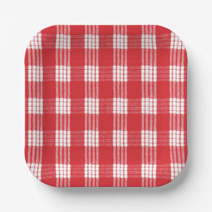 Hawaiian Palaka Red & White Plaid Square Plate