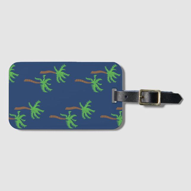 Hawaiian Palm Tree Art Luggage Tag (Front Horizontal)