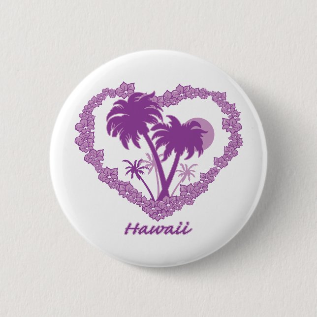 Hawaiian Palm Tree Heart 6 Cm Round Badge (Front)