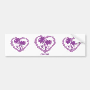 Hawaiian Palm Tree Heart Bumper Sticker