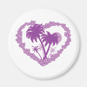 Hawaiian Palm Tree Heart Magnet