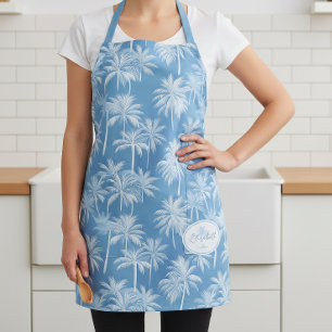 Hawaiian Palm Tree Silhouette Pattern Blue ID1093 Apron