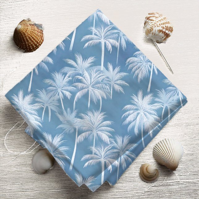 Hawaiian Palm Tree Silhouette Pattern Blue ID1093 Fabric (Creator Uploaded)