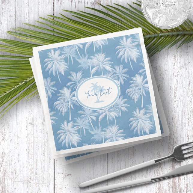 Hawaiian Palm Tree Silhouette Pattern Blue ID1093 Napkin (Creator Uploaded)