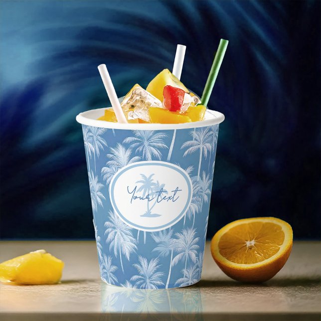 Hawaiian Palm Tree Silhouette Pattern Blue ID1093 Paper Cups (Creator Uploaded)