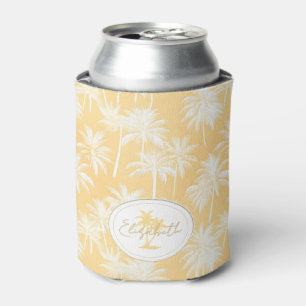Hawaiian Palm Tree Silhouette Pattern Gold ID1093 Can Cooler