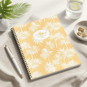 Hawaiian Palm Tree Silhouette Pattern Gold ID1093 Notebook