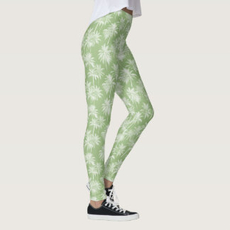 Hawaiian Palm Tree Silhouette Pattern Green ID1093 Leggings