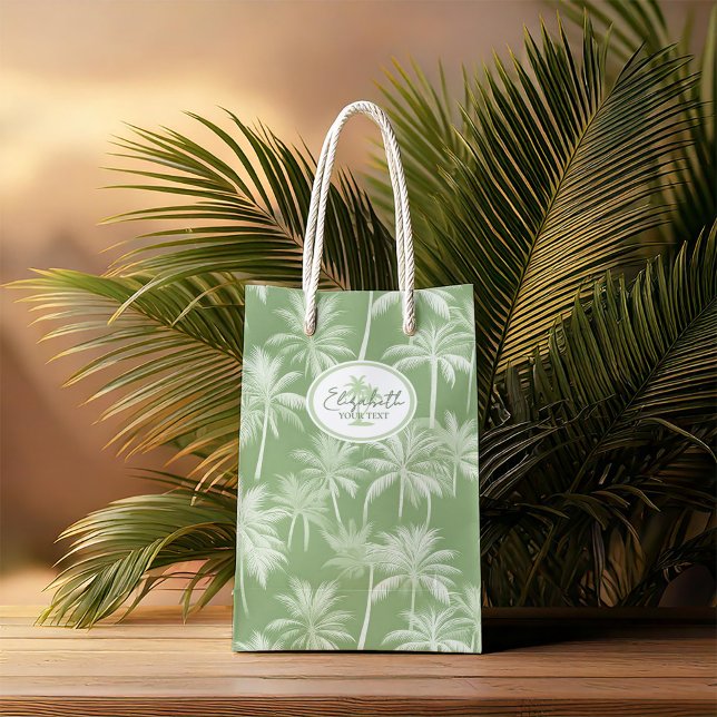 Hawaiian Palm Tree Silhouette Pattern Green ID1093 Medium Gift Bag (Creator Uploaded)
