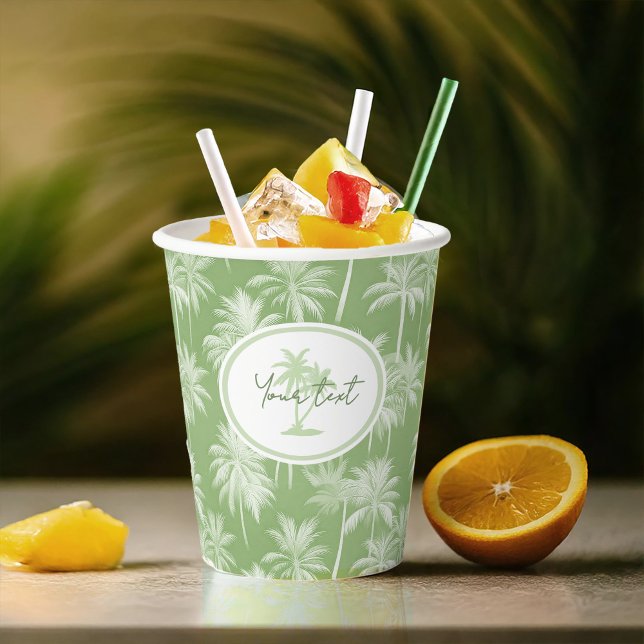 Hawaiian Palm Tree Silhouette Pattern Green ID1093 Paper Cups (Creator Uploaded)