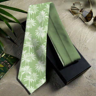 Hawaiian Palm Tree Silhouette Pattern Green ID1093 Tie