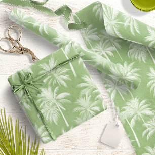 Hawaiian Palm Tree Silhouette Pattern Green ID1093 Wrapping Paper
