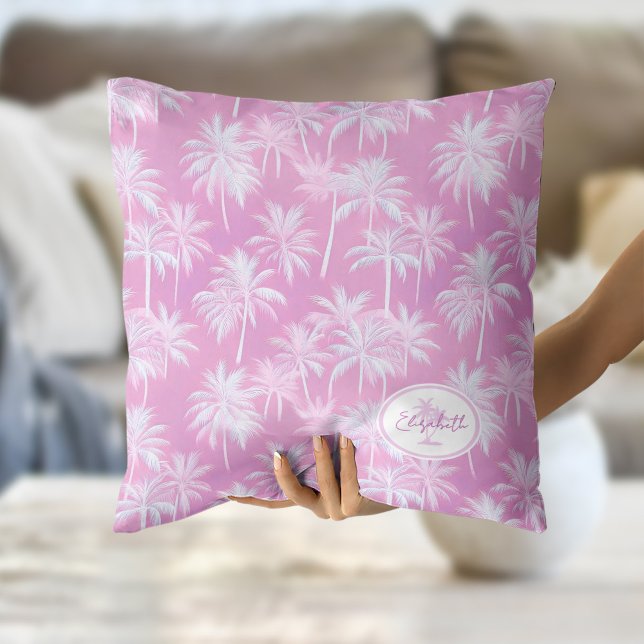 Hawaiian Palm Tree Silhouette Pattern Plum ID1093 Cushion (Creator Uploaded)