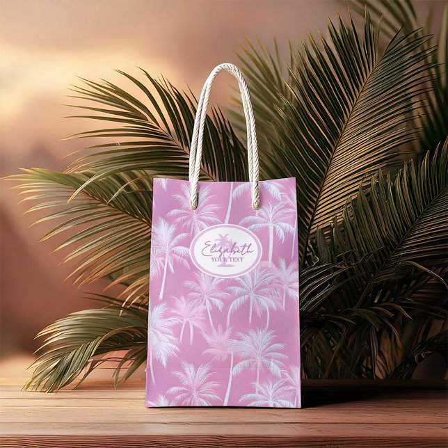 Hawaiian Palm Tree Silhouette Pattern Plum ID1093 Medium Gift Bag (Creator Uploaded)