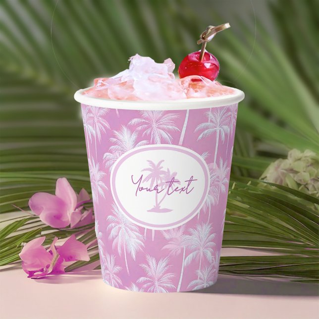 Hawaiian Palm Tree Silhouette Pattern Plum ID1093 Paper Cups (Creator Uploaded)