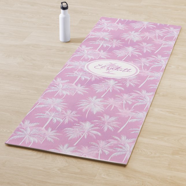 Hawaiian Palm Tree Silhouette Pattern Plum ID1093 Yoga Mat (In Situ)