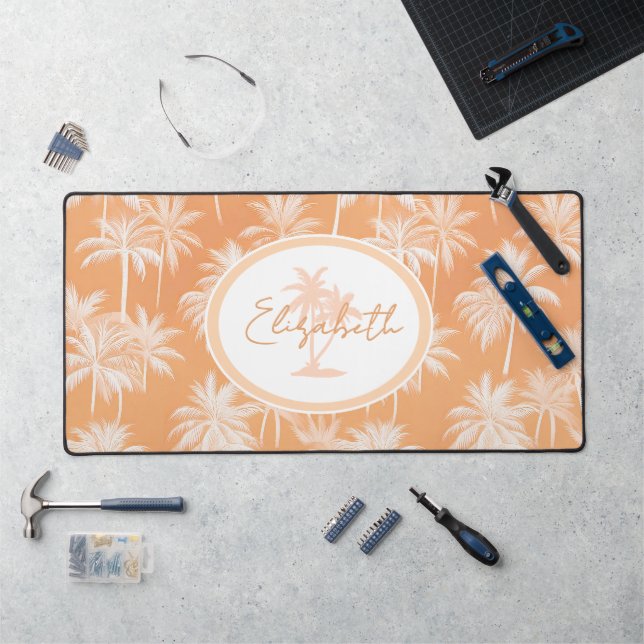 Hawaiian Palm Tree Silhouette Pattern Tacao ID1093 Desk Mat (Workstation)