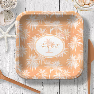 Hawaiian Palm Tree Silhouette Pattern Tacao ID1093 Paper Plate