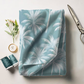 Hawaiian Palm Tree Silhouette Pattern Teal ID1093 Fabric