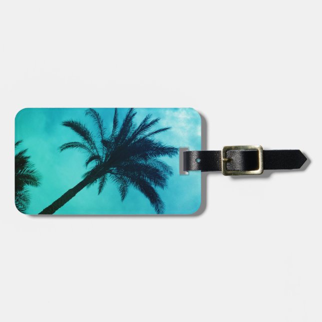 Hawaiian Palm Tree Travel Bag Tag (Front Horizontal)
