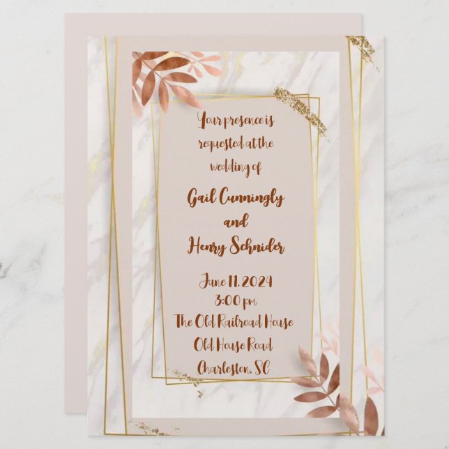Hawaiian Palm Wedding Invitation  (Front/Back)