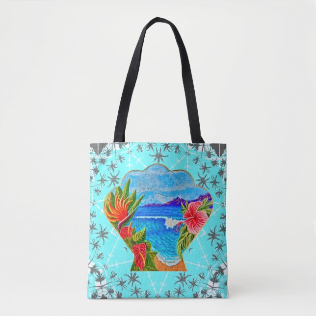 Hawaiian Paradise (Blue) Tote Bag (Front)