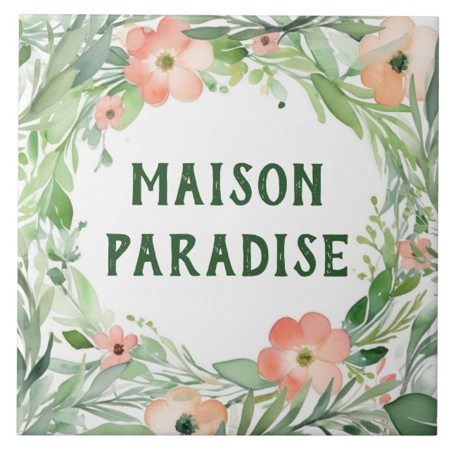 Hawaiian Paradise Custom House Name Plate Sign Tile (Front)