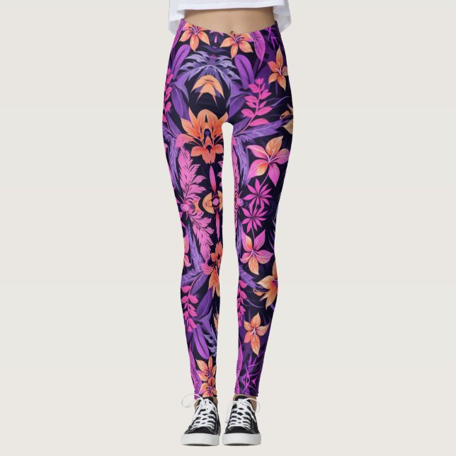 Hawaiian Paradise Pattern Leggings (Front)