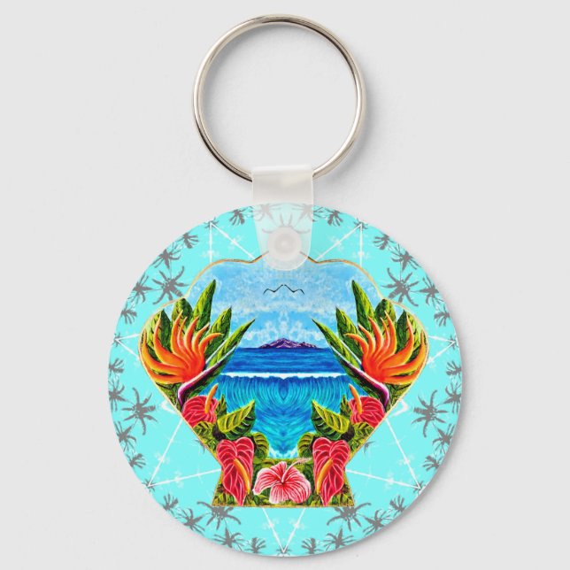 Hawaiian Paradise Twice (Blue) Key Ring (Front)